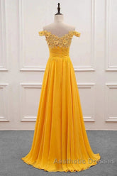 A-Line Wedding Guest Dresses Floral Dresses Evening Prom Sweep / Brush Train Sleeveless Off Shoulder Chiffon With Appliques